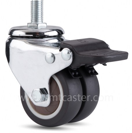 Mini TRP 2.0 inch Thread Stem Caster with Total Brake(Dual Wheels)