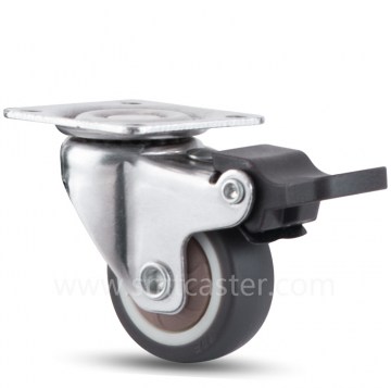 Mini TRP 1.25 inch Swivel Plate Caster with Total Brake