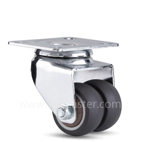Mini TRP 1.5 inch Swivel Caster with Plate(Dual Wheels)