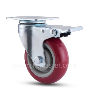 Medium Weight 4.0 inch Swivel Plate Caster with Total Brake