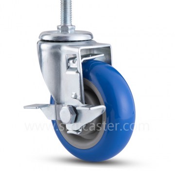 Medium Weight 4.0 inch Thread Stem Caster with Side Brake