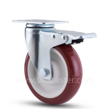 Medium Weight 5.0 inch Swivel Plate Caster with Total Brake
