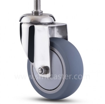Stainless Steel Medium Weight 4.0 inch Thread Stem Swivel Caster
