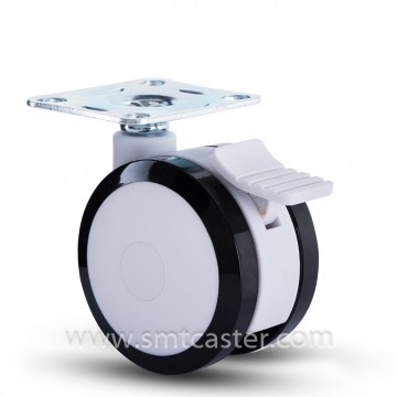 Twin Serial Medical 3.0 Inch Swivel Plate Caster with Total Brake