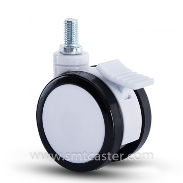 Twin Serial Medical 3.0 Inch Thread Stem Caster with Total Brake