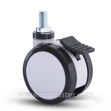 Twin Serial Medical 3.0 Inch Thread Stem Caster with Total Brake