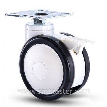 Twin Serial Medical 4.0 Inch Swivel Plate Caster with Total Brake
