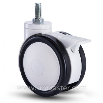 Twin Serial Medical 4.0 Inch Thread Stem Caster with Total Brake