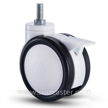 Twin Serial Medical 5.0 Inch Thread Stem Caster with Total Brake