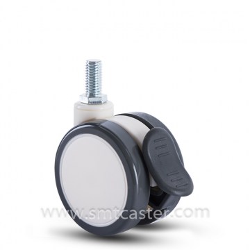 Twin Serial Medical 2.5 Inch Thread Stem Caster with Total Brake